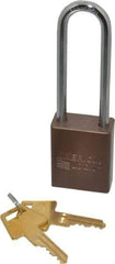 American Lock - Keyed Alike Conductive Lockout Padlock - 3" Shackle Clearance, 1/4" Shackle Diam, 1.8" Body Height x 1-1/2" Body Width, Brown, 5 Pins - Apex Tool & Supply