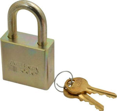 American Lock - 1-1/8" Shackle Clearance, Keyed Different A5200GLN Padlock - 5/16" Shackle Diam, Steel, with 1-3/4" Solid Steel Body w/Zinc Chromate Finish - Apex Tool & Supply
