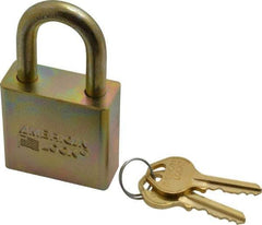 American Lock - 1-1/16" Shackle Clearance, Keyed Alike A5200GLN Padlock - 5/16" Shackle Diam, Steel, with Solid Steel Finish - Apex Tool & Supply