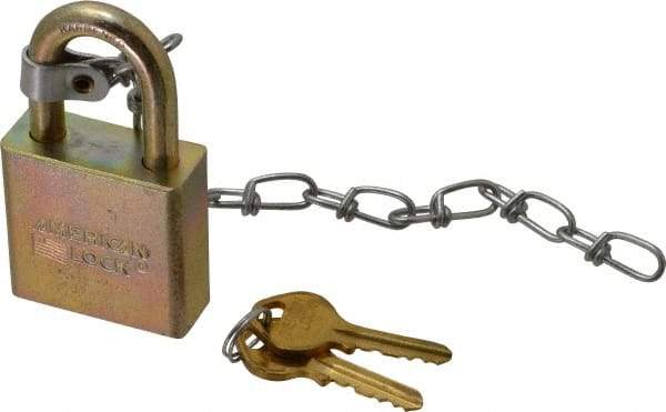 American Lock - 1-1/8" Shackle Clearance, Keyed Different A5200GLWN Padlock - 5/16" Shackle Diam, Steel, with Solid Steel Finish - Apex Tool & Supply
