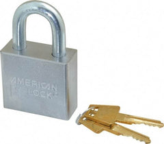 American Lock - 1-1/8" Shackle Clearance, Keyed Alike A50 Padlock - 3/8" Shackle Diam, Steel, with Solid Steel Finish - Apex Tool & Supply
