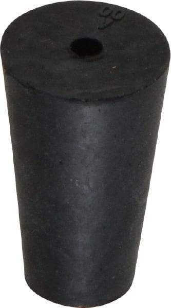 Made in USA - #00, 25/64 Small to 19/32 Large End Diam, Tapered Rubber Stopper with Hole - 38 to 48 Shore A Durometer, 1/8" Hole Diam - Apex Tool & Supply