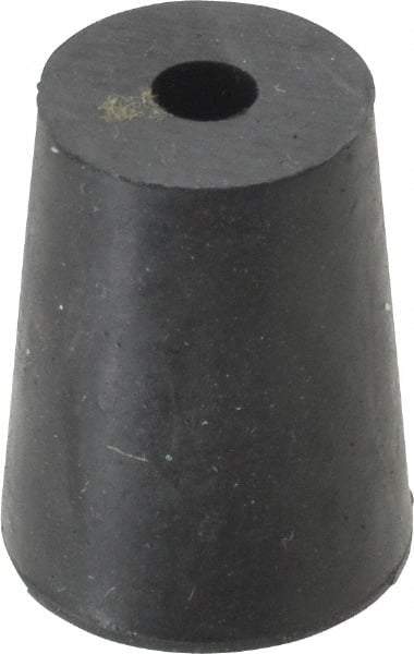 Made in USA - #2, 5/8 Small to 25/32 Large End Diam, Tapered Rubber Stopper with Hole - 38 to 48 Shore A Durometer, 13/64" Hole Diam - Apex Tool & Supply