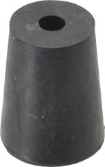 Made in USA - #2, 5/8 Small to 25/32 Large End Diam, Tapered Rubber Stopper with Hole - 38 to 48 Shore A Durometer, 13/64" Hole Diam - Apex Tool & Supply