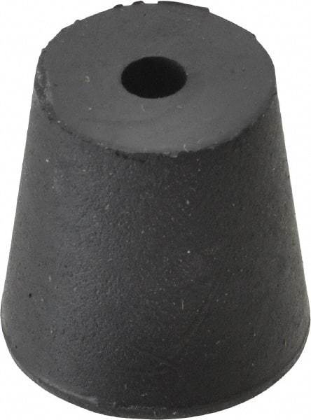 Made in USA - #3, 45/64 Small to 15/16 Large End Diam, Tapered Rubber Stopper with Hole - 38 to 48 Shore A Durometer, 13/64" Hole Diam - Apex Tool & Supply