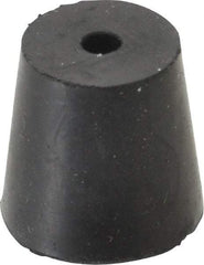 Made in USA - #4, 25/32 Small to 1-1/64 Large End Diam, Tapered Rubber Stopper with Hole - 38 to 48 Shore A Durometer, 13/64" Hole Diam - Apex Tool & Supply