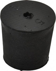 Made in USA - #5, 29/32 Small to 1-1/16 Large End Diam, Tapered Rubber Stopper with Hole - 38 to 48 Shore A Durometer, 13/64" Hole Diam - Apex Tool & Supply