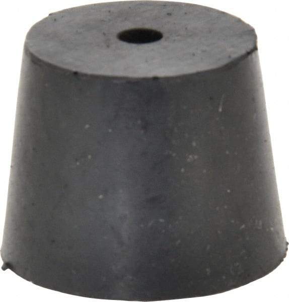 Made in USA - #6, 1-1/64 Small to 1-17/64 Large End Diam, Tapered Rubber Stopper with Hole - 38 to 48 Shore A Durometer, 13/64" Hole Diam - Apex Tool & Supply