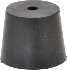 Made in USA - #6, 1-1/64 Small to 1-17/64 Large End Diam, Tapered Rubber Stopper with Hole - 38 to 48 Shore A Durometer, 13/64" Hole Diam - Apex Tool & Supply