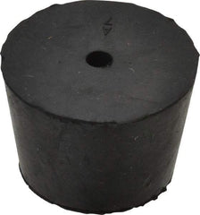 Made in USA - #7, 1-3/16 Small to 1-29/64 Large End Diam, Tapered Rubber Stopper with Hole - 38 to 48 Shore A Durometer, 13/64" Hole Diam - Apex Tool & Supply