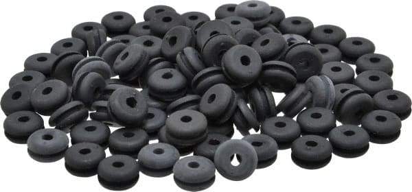 Made in USA - 7/16" OD, 7/32" Thick Flexible Grommet - Rubber, 5/16" Slot Diam x 1/16" Slot Width - Apex Tool & Supply