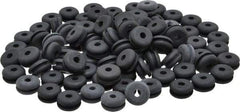 Made in USA - 7/16" OD, 7/32" Thick Flexible Grommet - Rubber, 5/16" Slot Diam x 1/16" Slot Width - Apex Tool & Supply