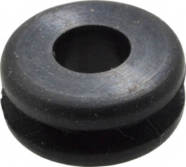 Made in USA - 3/8" OD, 3/16" Thick Flexible Grommet - Rubber, 1/4" Slot Diam x 1/16" Slot Width - Apex Tool & Supply