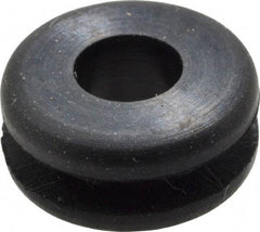 Made in USA - 3/8" OD, 3/16" Thick Flexible Grommet - Rubber, 1/4" Slot Diam x 1/16" Slot Width - Apex Tool & Supply
