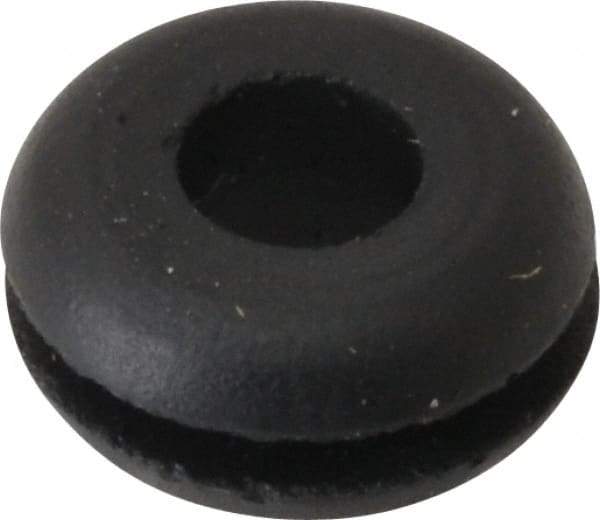 Made in USA - 7/16" OD, 7/32" Thick Flexible Grommet - Rubber, 9/32" Slot Diam x 1/16" Slot Width - Apex Tool & Supply