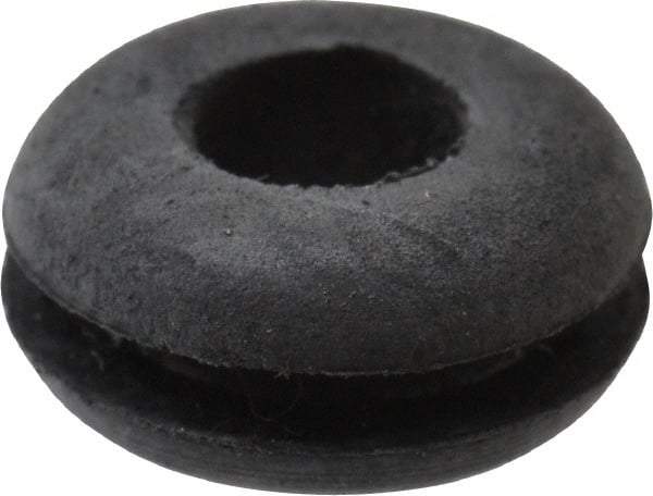 Made in USA - 7/16" OD, 7/32" Thick Flexible Grommet - Rubber, 5/16" Slot Diam x 1/16" Slot Width - Apex Tool & Supply