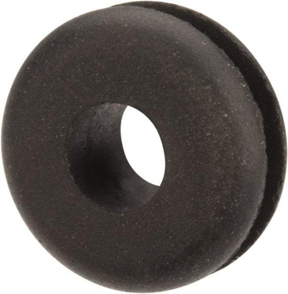 Made in USA - 1/2" OD, 7/32" Thick Flexible Grommet - Rubber, 5/16" Slot Diam x 1/16" Slot Width - Apex Tool & Supply