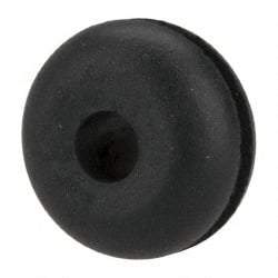 Made in USA - 5/8" OD, 11/32" Thick Flexible Grommet - Rubber, 3/8" Slot Diam x 1/16" Slot Width - Apex Tool & Supply