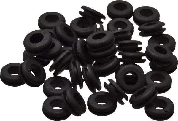 Made in USA - 1/2" OD, 3/16" Thick Flexible Grommet - Rubber, 11/32" Slot Diam x 1/16" Slot Width - Apex Tool & Supply