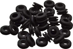 Made in USA - 1/2" OD, 3/16" Thick Flexible Grommet - Rubber, 11/32" Slot Diam x 1/16" Slot Width - Apex Tool & Supply