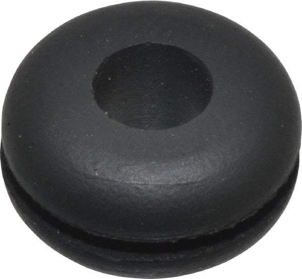 Made in USA - 5/8" OD, 11/32" Thick Flexible Grommet - Rubber, 3/8" Slot Diam x 1/16" Slot Width - Apex Tool & Supply