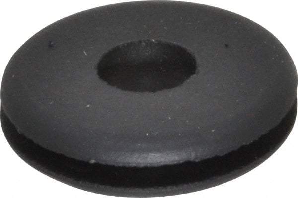 Made in USA - 3/4" OD, 11/64" Thick Flexible Grommet - Rubber, 9/16" Slot Diam x 1/16" Slot Width - Apex Tool & Supply