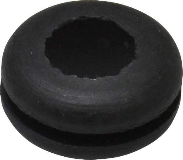 Made in USA - 9/16" OD, 1/4" Thick Flexible Grommet - Rubber, 3/8" Slot Diam x 1/16" Slot Width - Apex Tool & Supply