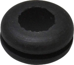 Made in USA - 9/16" OD, 1/4" Thick Flexible Grommet - Rubber, 3/8" Slot Diam x 1/16" Slot Width - Apex Tool & Supply