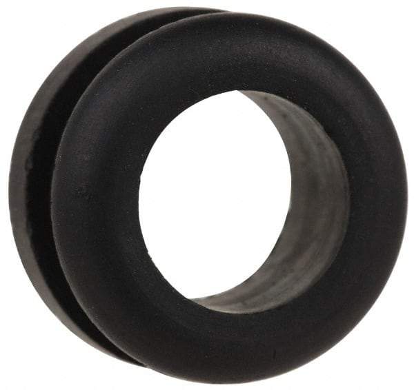 Made in USA - 5/8" OD, 5/16" Thick Flexible Grommet - Rubber, 1/2" Slot Diam x 1/8" Slot Width - Apex Tool & Supply
