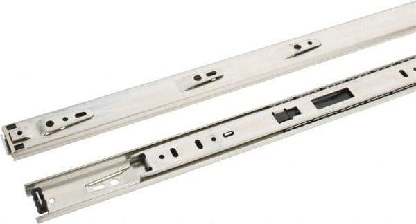 Knape & Vogt - 28" Slide Length, 21" Travel Length, Chrome Drawer Slide - Chrome Finish - Apex Tool & Supply