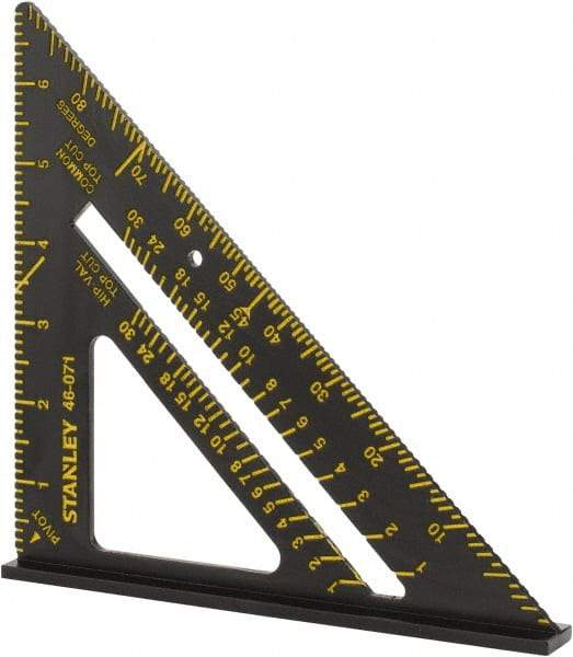 Stanley - 6-7/8" Blade Length x 10-1/4" Base Length, Black Finish, Aluminum Layout Tool - 1/8" Graduation - Apex Tool & Supply