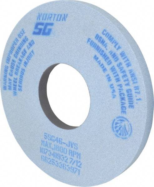 Norton - 14" Diam x 5" Hole x 1" Thick, J Hardness, 46 Grit Surface Grinding Wheel - Ceramic, Type 1, Coarse Grade, 1,800 Max RPM, Vitrified Bond, No Recess - Apex Tool & Supply