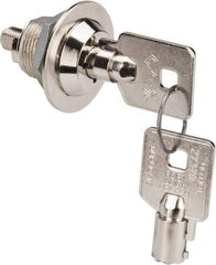 Made in USA - 5/8" Max Thickness, High Security Tubular Keyed Latch - Polished Nickel Coated - Apex Tool & Supply