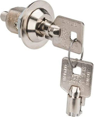Made in USA - 7/8" Max Thickness, High Security Tubular Keyed Latch - Polished Nickel Coated - Apex Tool & Supply