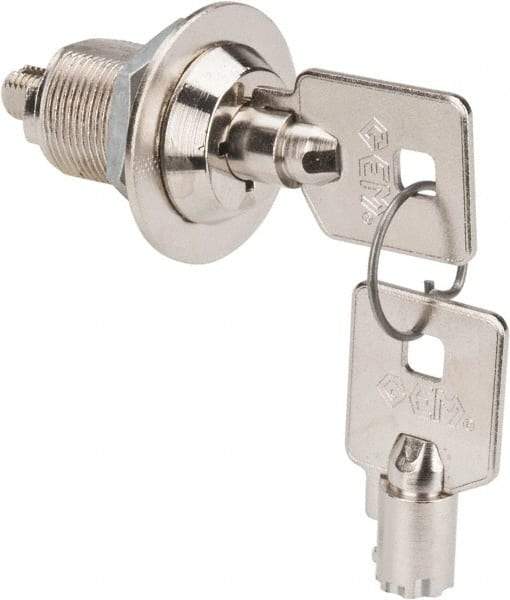 Made in USA - 7/8" Max Thickness, High Security Tubular Keyed Latch - Polished Nickel Coated - Apex Tool & Supply