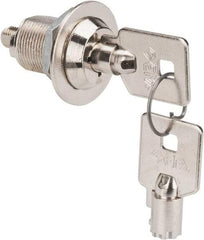 Made in USA - 7/8" Max Thickness, High Security Tubular Keyed Latch - Polished Nickel Coated - Apex Tool & Supply