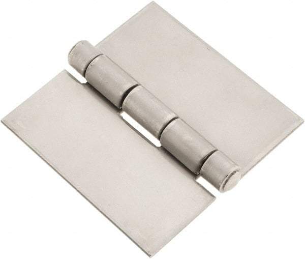 Made in USA - 3" Wide x 0.093" Thick, Blank Butt Hinge - Stainless Steel, Polished Finish - Apex Tool & Supply
