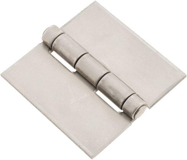 Made in USA - 3" Wide x 1/8" Thick, Blank Butt Hinge - Stainless Steel, Polished Finish - Apex Tool & Supply