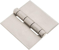 Made in USA - 3" Wide x 1/8" Thick, Blank Butt Hinge - Stainless Steel, Polished Finish - Apex Tool & Supply