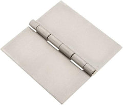 Made in USA - 4" Wide x 0.078" Thick, Blank Butt Hinge - Stainless Steel, Polished Finish - Apex Tool & Supply
