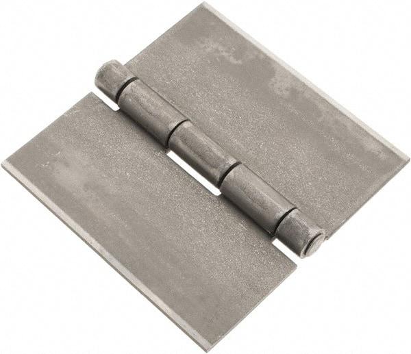 Made in USA - 4" Wide x 0.12" Thick, Blank Butt Hinge - Steel, Plain Finish - Apex Tool & Supply