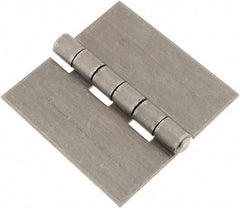 Made in USA - 6" Wide x 3/16" Thick, Blank Butt Hinge - Steel, Plain Finish - Apex Tool & Supply