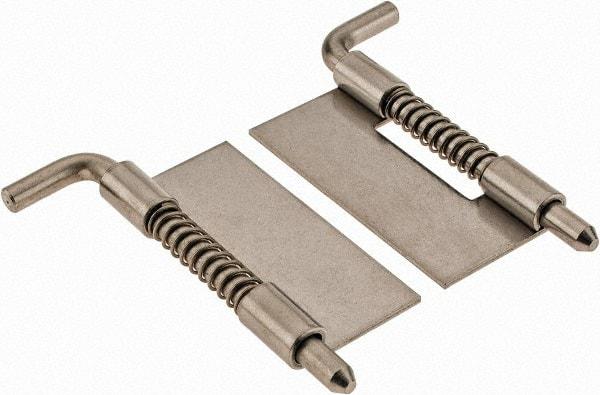 Made in USA - 7/8" Wide x 0.05" Thick, Spring Loaded Latch Hinge - Stainless Steel, Zinc Plated Finish - Apex Tool & Supply
