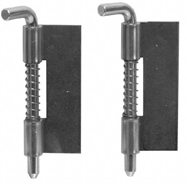 Made in USA - 1/2" Wide x 0.04" Thick, Spring Loaded Latch Hinge - Steel, Zinc Plated Finish - Apex Tool & Supply