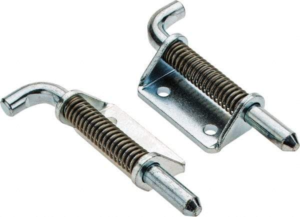 Made in USA - 1-1/4" Wide x 3/16" Thick, Spring Loaded Latch Hinge - Steel, Zinc Plated Finish - Apex Tool & Supply