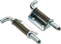 Made in USA - 1-1/4" Wide x 3/16" Thick, Spring Loaded Latch Hinge - Steel, Zinc Plated Finish - Apex Tool & Supply