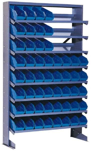 Quantum Storage - 400 Lb Capacity, 12" Deep x 36" Wide x 60" High, Steel Pick Rack - 1 Side, 64 Yellow Polyethylene/Polypropylene Bins - Apex Tool & Supply