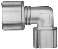 Made in USA - 3/8" Tube OD, Acetal/Celcon Plastic Compression Tube Female Elbow - 3/8 NPT Pipe, 220°F Max, Plastic Grip - Apex Tool & Supply