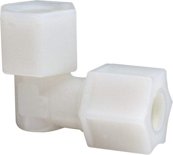Made in USA - 3/8" Tube OD, Nylon Plastic Compression Tube Female Elbow - 3/8 NPT Pipe, 220°F Max, Plastic Grip - Apex Tool & Supply