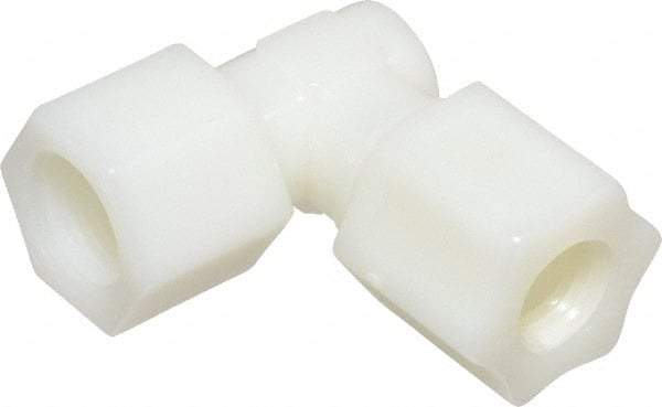 Made in USA - 1/2" Tube OD, Nylon Plastic Compression Tube Female Elbow - 3/8 NPT Pipe, 220°F Max, Plastic Grip - Apex Tool & Supply